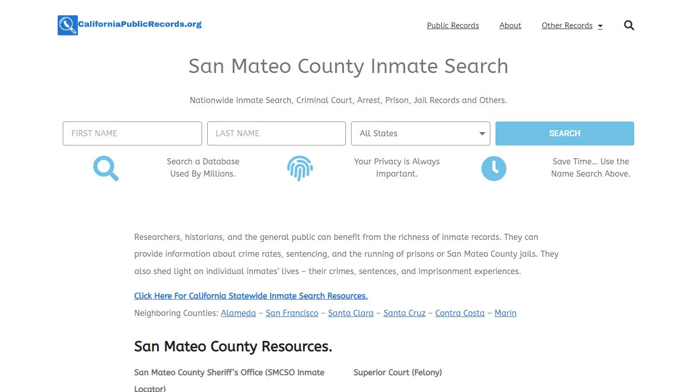 San Mateo County Inmate Search - Current & Past SMCSO CA Jail Records